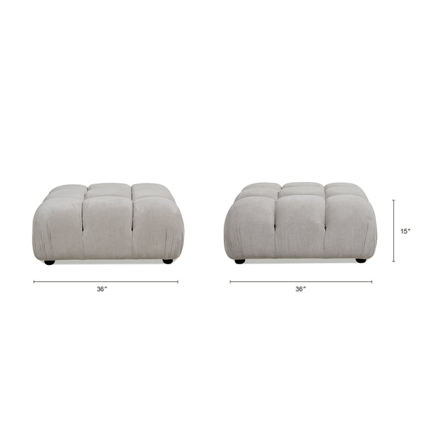 English Elm Jennifer Taylor Home - Marcel 36" Bubble Modular Cocktail Ottoman with Bouclé Upholstery, Low 15" Seat, Luxe Foam Support Gray B2719P238414