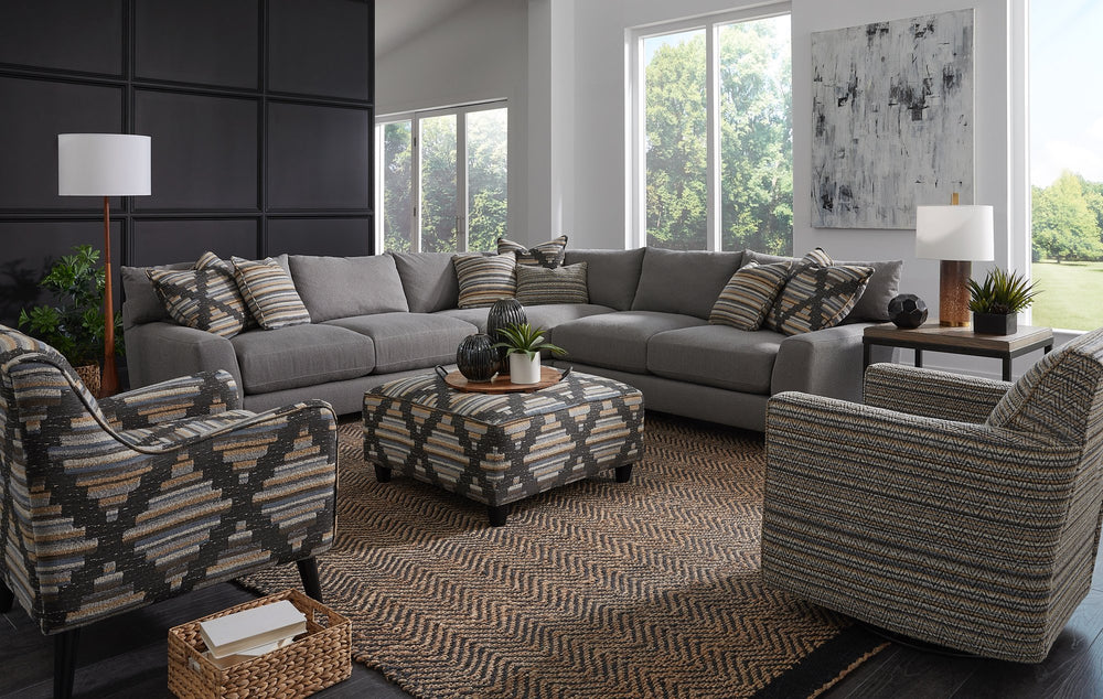 Fusion Lonestar Storm 16kp 3-piece Luxe Living Sectional Sofa In Grey With Plush Reversible Cushions Grey Ws ,31%  Polyester,69% Polypropylene 7902-21l 16kp 21r Lonestar Storm Sectional