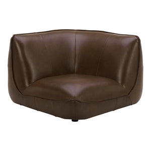 English Elm Zeppelin Top-grain Aniline Leather Corner Chair with Patina-rich Hickory Finish B2769P504212
