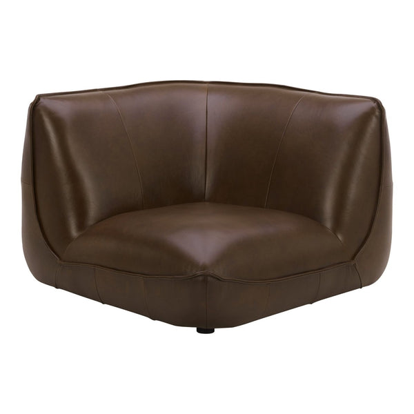 English Elm Zeppelin Top-grain Aniline Leather Corner Chair with Patina-rich Hickory Finish B2769P504212