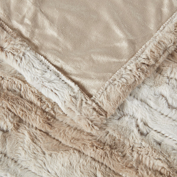 JLA Home Beautyrest - Oversized Faux Fur Heated Throw Blanket with Secure Comfort, Low EMF, Machine Washable, 5-Year Warranty BR54-0860