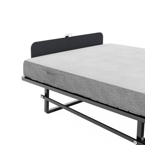 English Elm Metal Folding Bed Frame with 4" High-Density Foam Mattress, 300 lb Capacity, Compact 14" Foldable Rollaway with Wheels for Guests W1960P381470