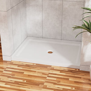 English Elm Goodyo 36"x36" Shower Base 3.5" High Anti-Slip Acrylic Center Drain Single Threshold Basin White D163114244