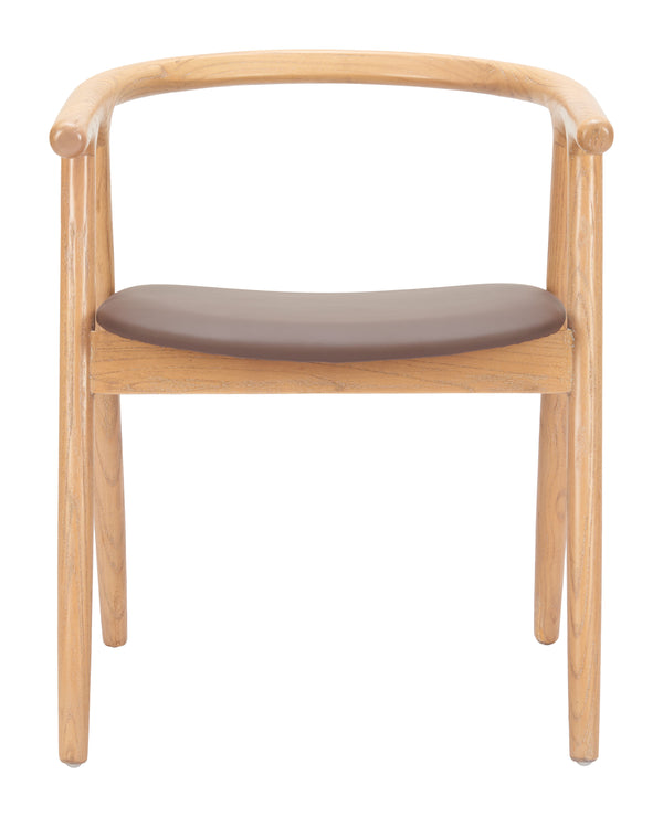 Zuo Modern Peker Dining Chair Set Of 2 – Modern Brown & Natural Faux Leather With Elegant Whitewashed Elm Brown 100% Polyurethane,Elm Wood 110553-zuo-modern