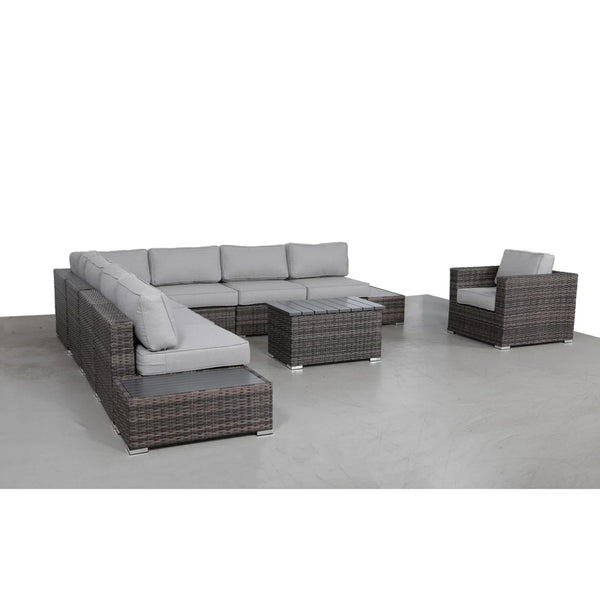 English Elm 7-Person Wicker Patio Seating Group with Plush Machine-Washable Cushions, Aluminum Frame, 7-Piece Set B120S00263