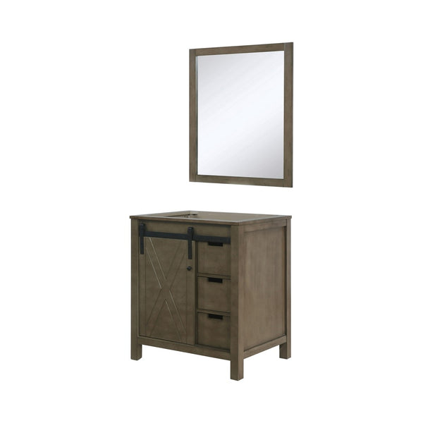 English Elm Rustic Brown Bath Vanity Set With Mirror - Stylish 30" W Vanity, Ample Storage, Ready To Install B2731S00525-GIGA