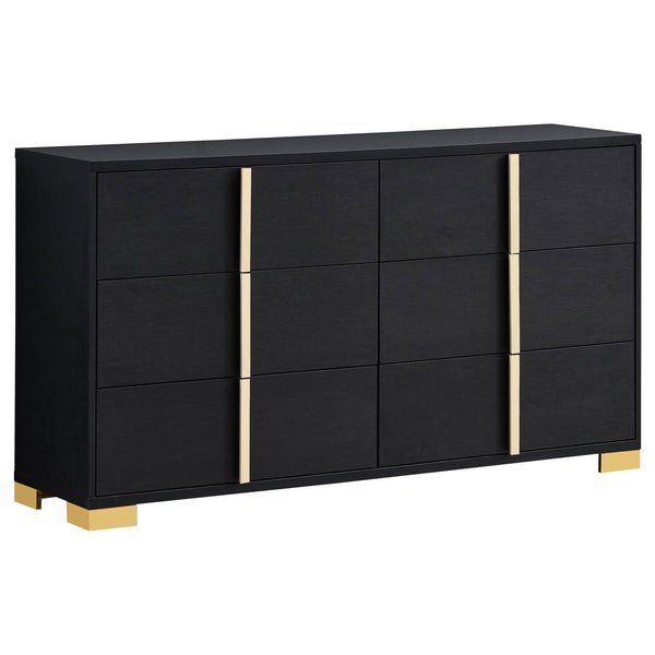 English Elm Medici Black 4-Piece Led Bedroom Set – Modern Elegance With Gold Accents & Ambient Lighting B062S01066