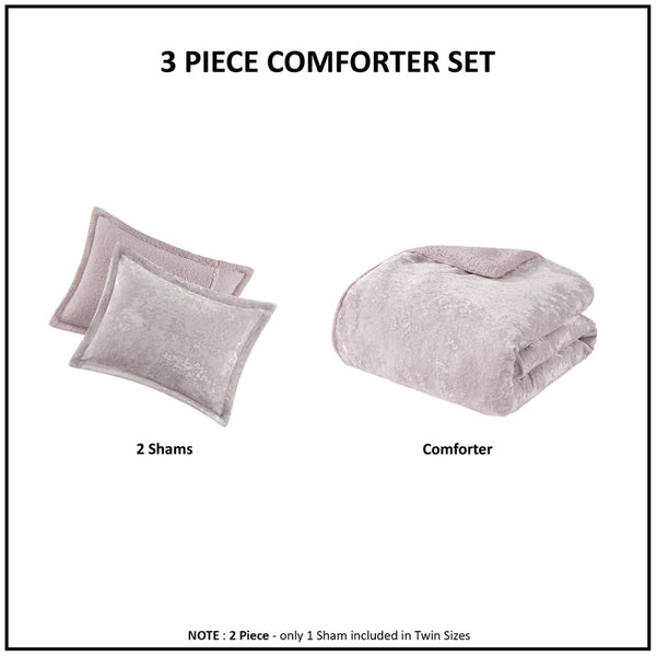 English Elm Twin/Twin Xl Crushed Velvet Sherpa Reversible Comforter Set – Luxurious, Cozy, Hypoallergenic & Stylish! B035129827-GIGA