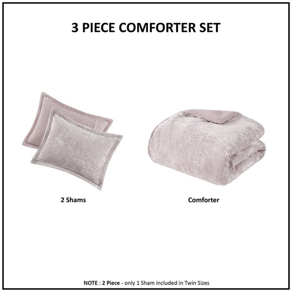 English Elm King/Cal Plush Mira Crushed Velvet Sherpa Reversible Comforter Set – Hypoallergenic, Dustproof, OEKO-TEX Certified Luxury Bedding B035129829