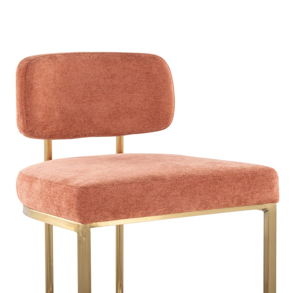 English Elm Fixed-height Barstools Powder Coated Steel Frame Brown Upholstered Seat Set of Two Salmon B202P471213