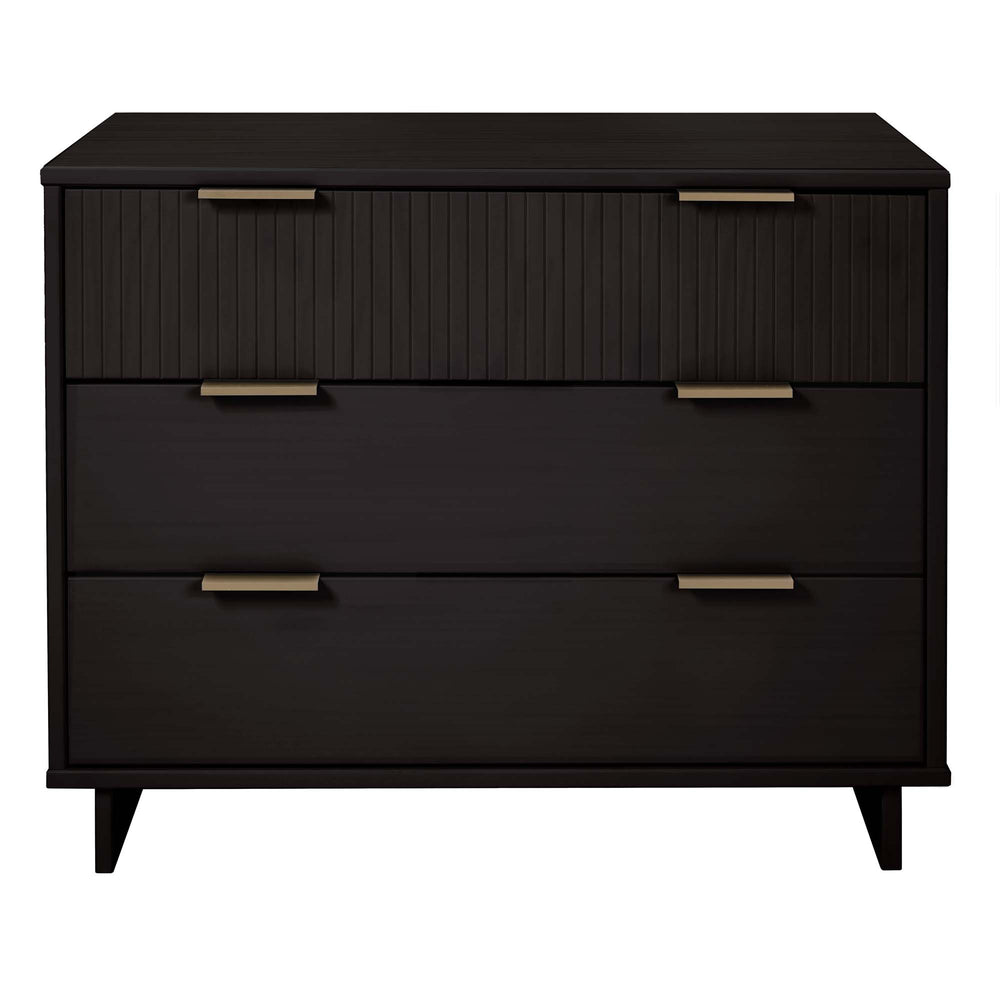 English Elm Granville 38" Dresser In Black - Elegant Solid Wood Design With 3 Drawers & Glam Gold Accents B365S00075