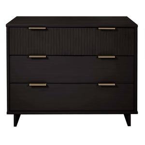 English Elm Granville 38" Dresser In Black - Elegant Solid Wood Design With 3 Drawers & Glam Gold Accents B365S00075
