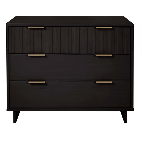 English Elm Granville 38" Dresser In Black - Elegant Solid Wood Design With 3 Drawers & Glam Gold Accents B365S00075