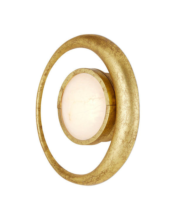 Currey & Company Muluk Wall Sconce - Vintage Elegance Meets Modern Design In Handcrafted Gold Leaf And Marble Finish Gold Metal ,Marble 5900-0059-currey-company