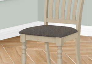 English Elm Dining Chair Set of 2 Upholstered with Turned Wood Legs, High Slat Back, Comfortable Seating Appeal Grey 40 L x 11 W x 21 H B2710P218888