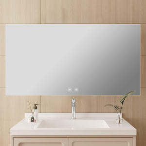 English Elm Vellum Frameless Led Backlit Vanity Mirror with Defogger for Spa Bathroom B2731P478366