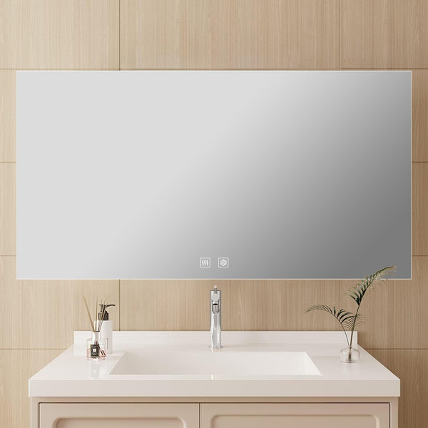 English Elm Vellum Frameless Led Backlit Vanity Mirror with Defogger for Spa Bathroom B2731P478366
