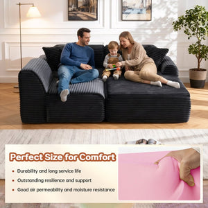 English Elm 105'' Modular Sectional with Woven Upholstery Washable Covers for Living Room W3565S00018
