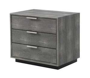VIG Furniture Dynasty Dark Shagreen Three-Drawer Nightstand With Soft-Close Drawers & Brushed Black Accents VGVCN2108-3-GRY-NS