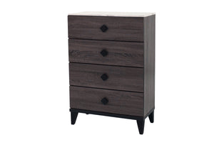 English Elm Modern Chest of Drawers with Faux Marble Top and Black Square Hardware - 4-Drawer Storage Accent Piece Gray,Grey 35 L x 19 W x 43 H B011P395418