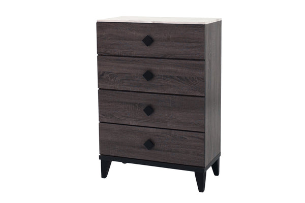 English Elm Modern Chest of Drawers with Faux Marble Top and Black Square Hardware - 4-Drawer Storage Accent Piece Gray,Grey 35 L x 19 W x 43 H B011P395418