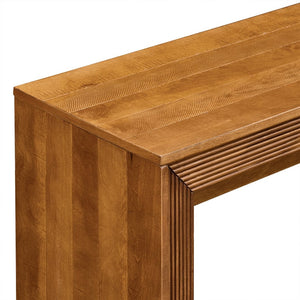 English Elm Fluted Counter Height Dining Set Narrow Bar Console with Upholstered Stool Retro Wood Brown W1202P330888