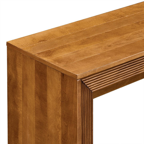 English Elm Fluted Counter Height Dining Set Narrow Bar Console with Upholstered Stool Retro Wood Brown W1202P330888