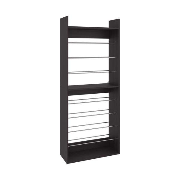 English Elm Shoe Organizer 10-Shelf Slim Vertical Rack in Black Wengue — Space-Saving Engineered Wood Storage B097P350294