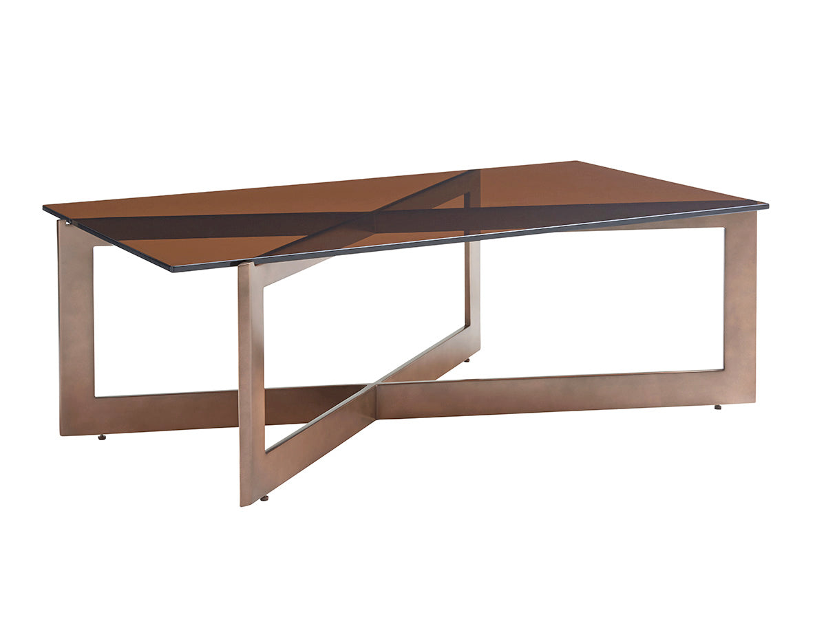 Aperture Cocktail Table - Asymmetrical Design with Amber-Tinted Glass
