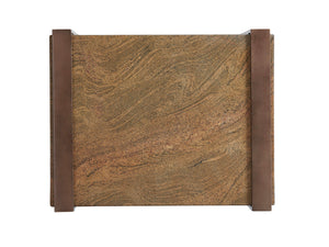 Lexington Intersect End Table - Contemporary Asymmetrical Design With Mocha Finish, Granite Top & Glass Shelf Palladian  790-953c