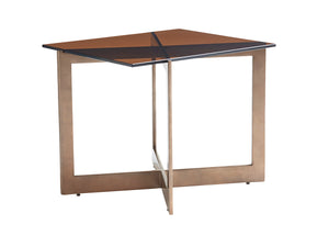 Lexington Aperture End Table - Contemporary Architectural Design With Bronze Leaf Base And Glass Top Elegance Palladian  790-955c