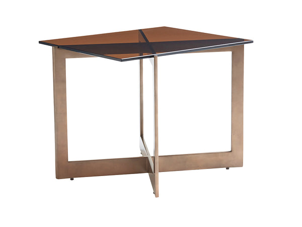 Lexington Aperture End Table - Contemporary Architectural Design With Bronze Leaf Base And Glass Top Elegance Palladian  790-955c