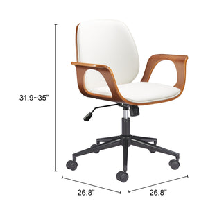 Zuo Modern Ali Office Chair – Stylish Modern Design For Home Or Office, Durable Vinyl, Plywood, And Steel Construction White 100% Polyurethane,Plywood,Steel 110564-zuo-modern