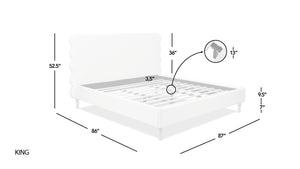 English Elm Jennifer Taylor Home - Stockholm King Bed With Modern Wavy Headboard, Antique White Upholstery & No Box Spring Needed B2719P238206