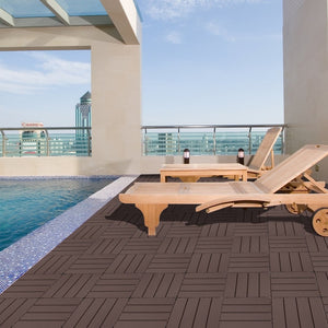 English Elm Plastic Interlocking Deck Tiles 44 Pack Snap Together Waterproof Patio Flooring W2882P204562