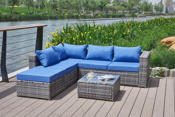 English Elm Patio Sofa With All-Weather Cushions For Stylish Outdoor Relaxation And Entertaining Spaces B205S00063-GIGA