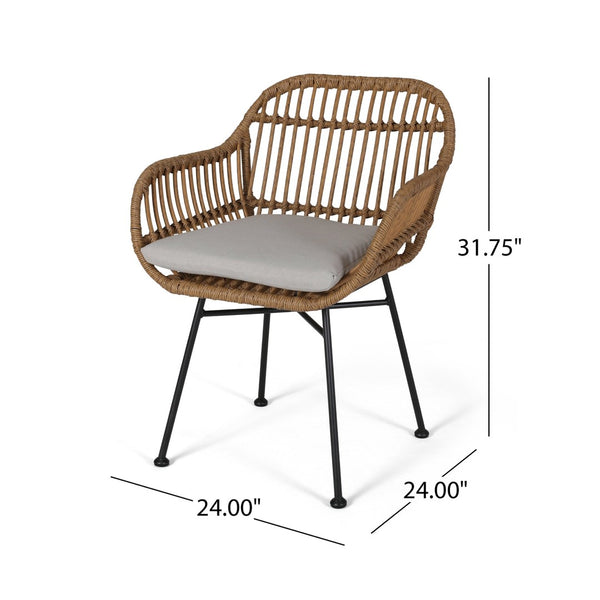 English Elm Rodney Polyethylene Rattan Accent Chair Set Woven Over Steel Frame for Modern Living 65036.00LBRN