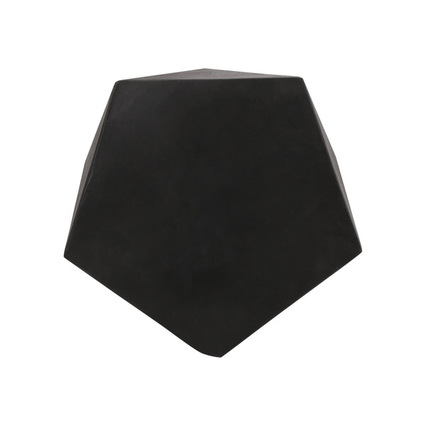 English Elm Christopher Knight Home® - APOLLO geometric concrete side table with gem-cut pentagon base, durable modern outdoor accent piece Black 67525.00BLK