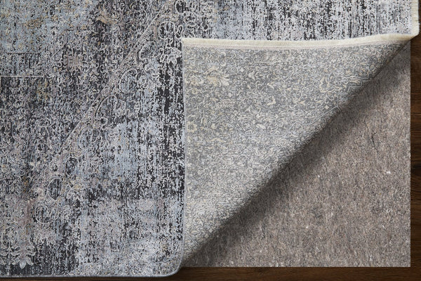 Feizy Rugs Sarrant Luxurious Medallion Rug - Viscose/Polyester Blend With Elegant Color Gradients & Soft Touch Gray,Silver,Ivory Viscose,Polyester 9193963fsmk000f06