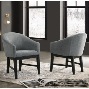 English Elm Set Of 2 Stylish Barrel Design Fabric Dining Chairs - Gray & Black For Modern Comfort & Versatility B016P392502-GIGA