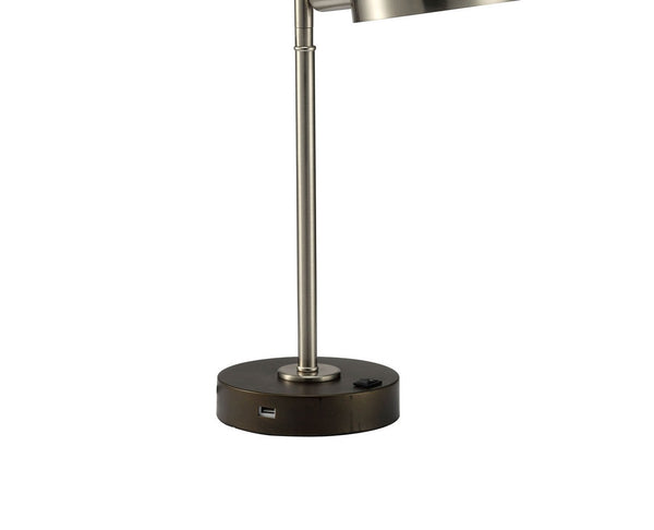 English Elm Simple Stain Nickel Table Lamp 15" Contemporary Metal Desk Light with Adjustable Head for Reading B2741P317234