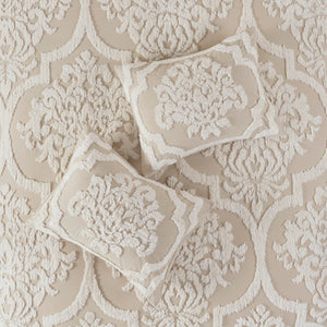 English Elm 3 Piece Tufted Cotton Chenille Damask Comforter Set Full/Queen - Shabby Chic Oeko-Tex Soft Durable taupe 24.02 L x 19.29 W x 10.63 H B03597173