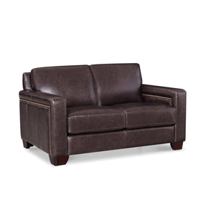 English Elm Alice Premium Leather Loveseat Brown — Top-Grain Seating, Pocket Coil Cushions, Feather-Memory Foam Comfort (61"L x 40"W x 32.5"H) B2705P338108