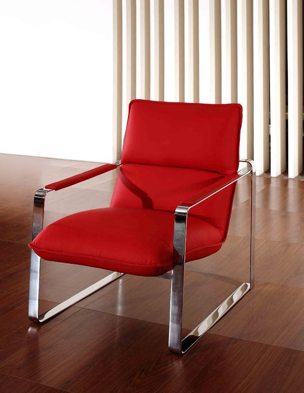 VIG Furniture Divani Casa Dunn Modern Red Leather Lounge Chair VGEV791-RED