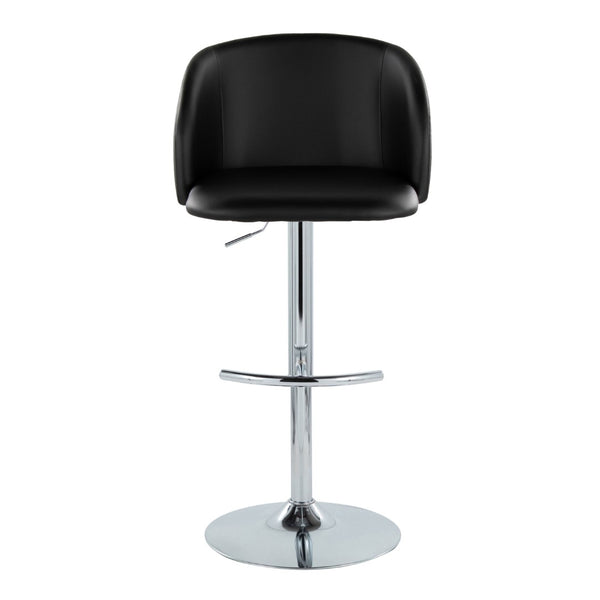 English Elm Adjustable Swivel Barstools with Chrome Base and Faux Leather Seats for Kitchen or Bar Set of 2 B202S01970