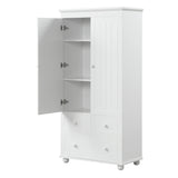 English Elm Tall Storage Cabinet With Three Drawers For Bathroom/Office, White