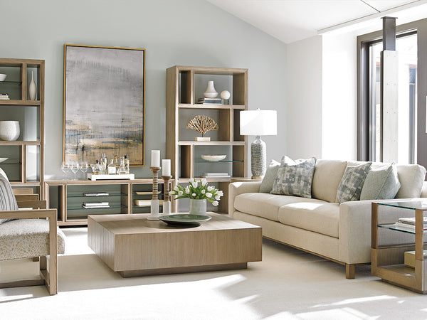 Lexington Windsor Open Bookcase - Contemporary Design With Adjustable Glass Shelves And Elegant Taupe Finish Shadow Mist  725-991