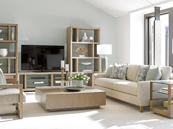 Lexington Windsor Open Bookcase - Contemporary Design With Adjustable Glass Shelves And Elegant Taupe Finish Shadow Mist  725-991