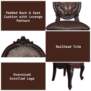 English Elm Versailles Formal Dining Side Chairs Set of 2 Pu Leather Nailhead Scrolled Wood B2726P433398