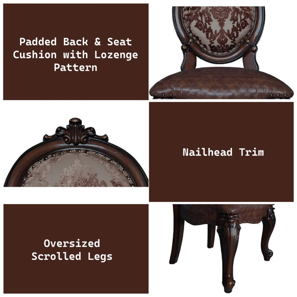 English Elm Versailles Formal Dining Side Chairs Set of 2 Pu Leather Nailhead Scrolled Wood B2726P433398